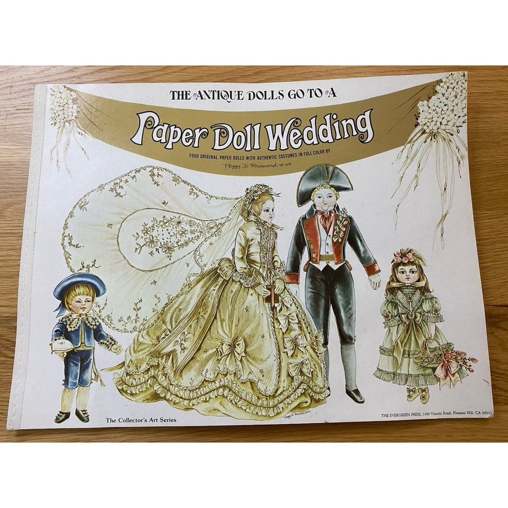 Vintage 1976 UNCUT Paper Doll Wedding Peggy Jo Rosamond‎ Antique Dolls Cut Out